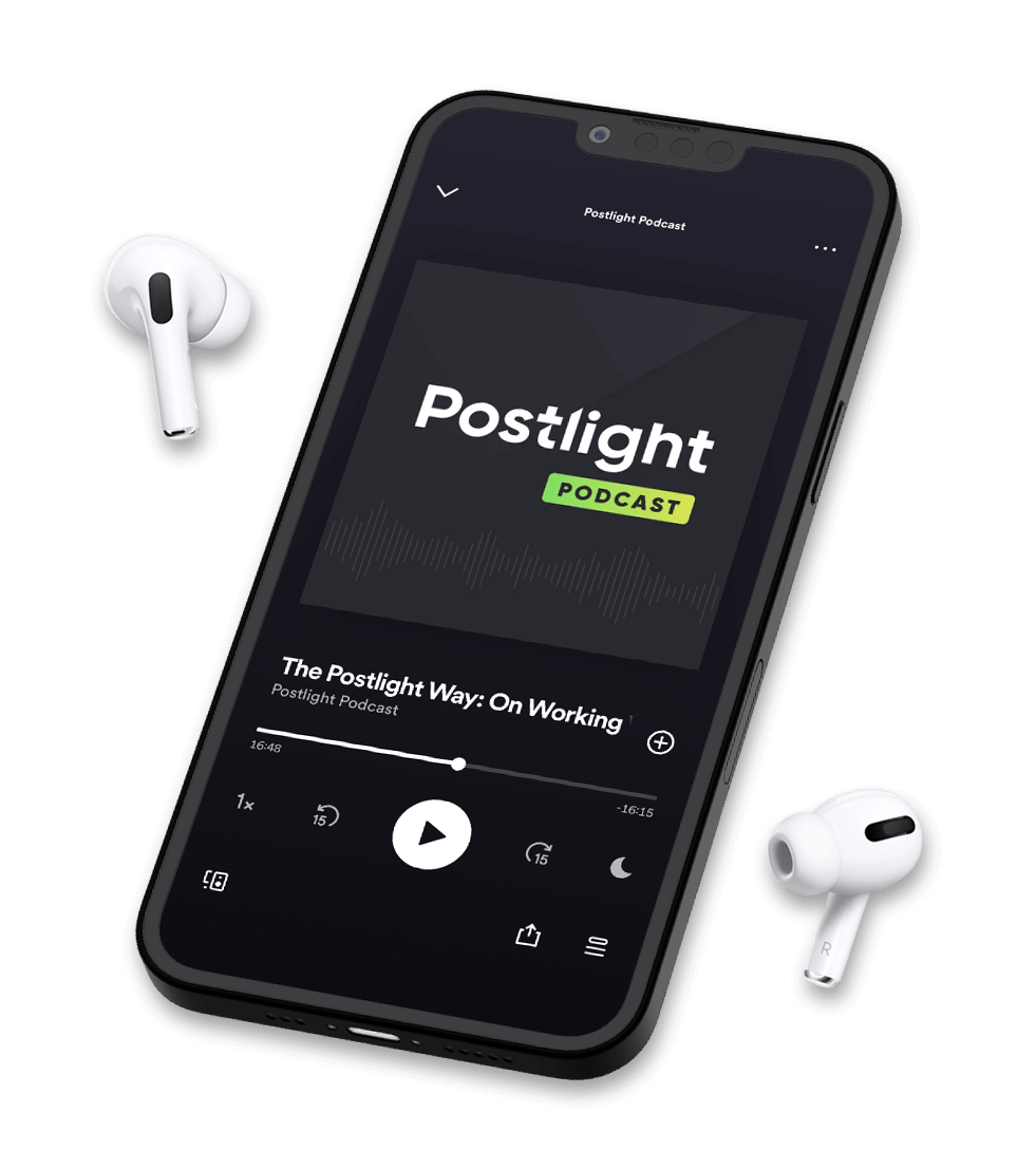 iPhone playing the Postlight Podcast
